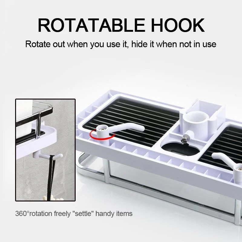 Lift-Up Shower Storage Rack with No-Drill Shelves
