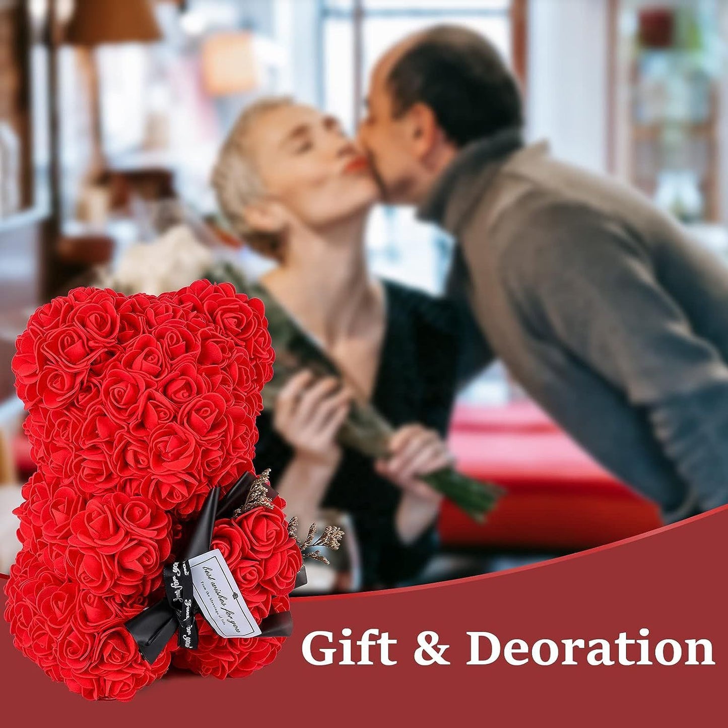 Rose Bear Gift Set with Necklace & Card – Perfect for Any Occasion