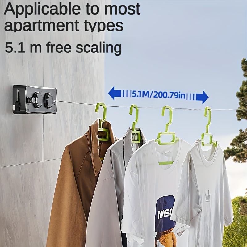 Heavy-Duty 5.1m Telescopic Clothesline – Stainless Steel, Dual-Line