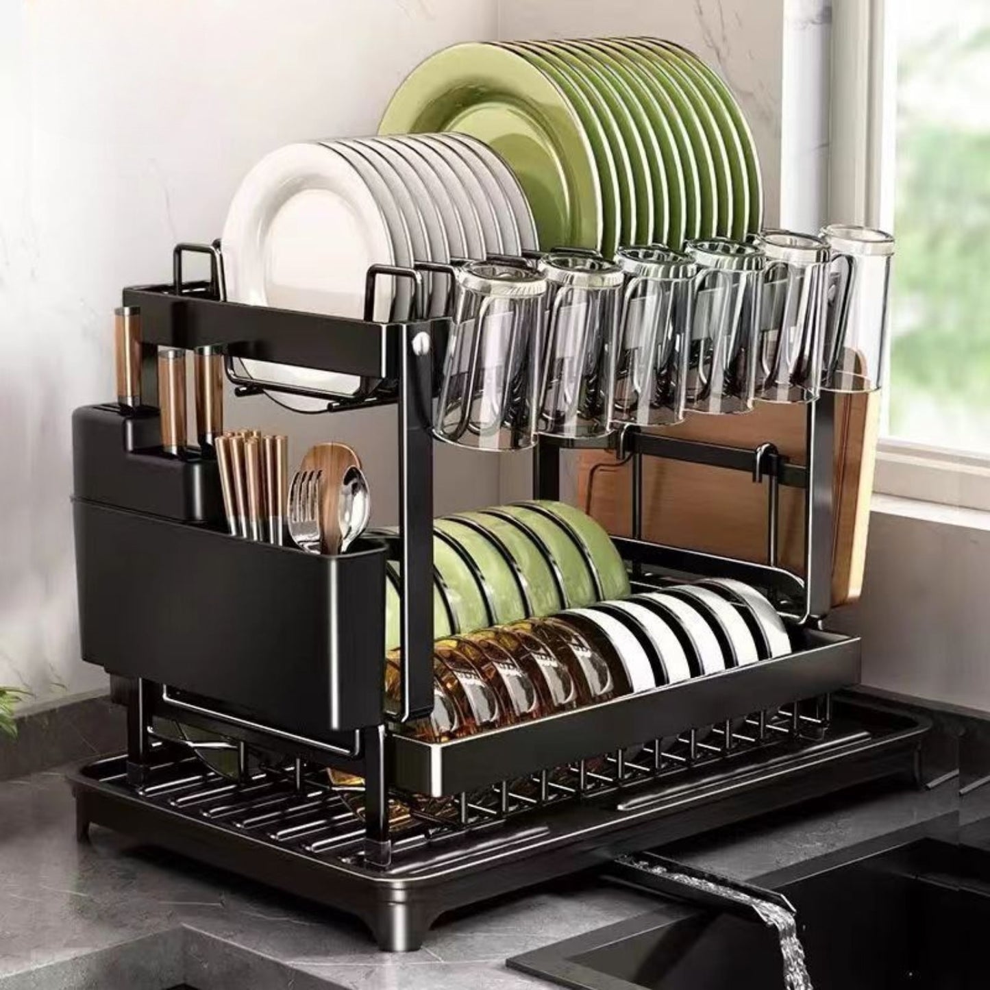 SteelFlow 2-Tier Dish Rack