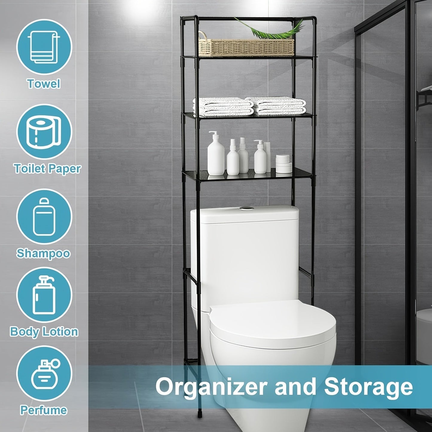 Iron 3-Tier Toilet Rack