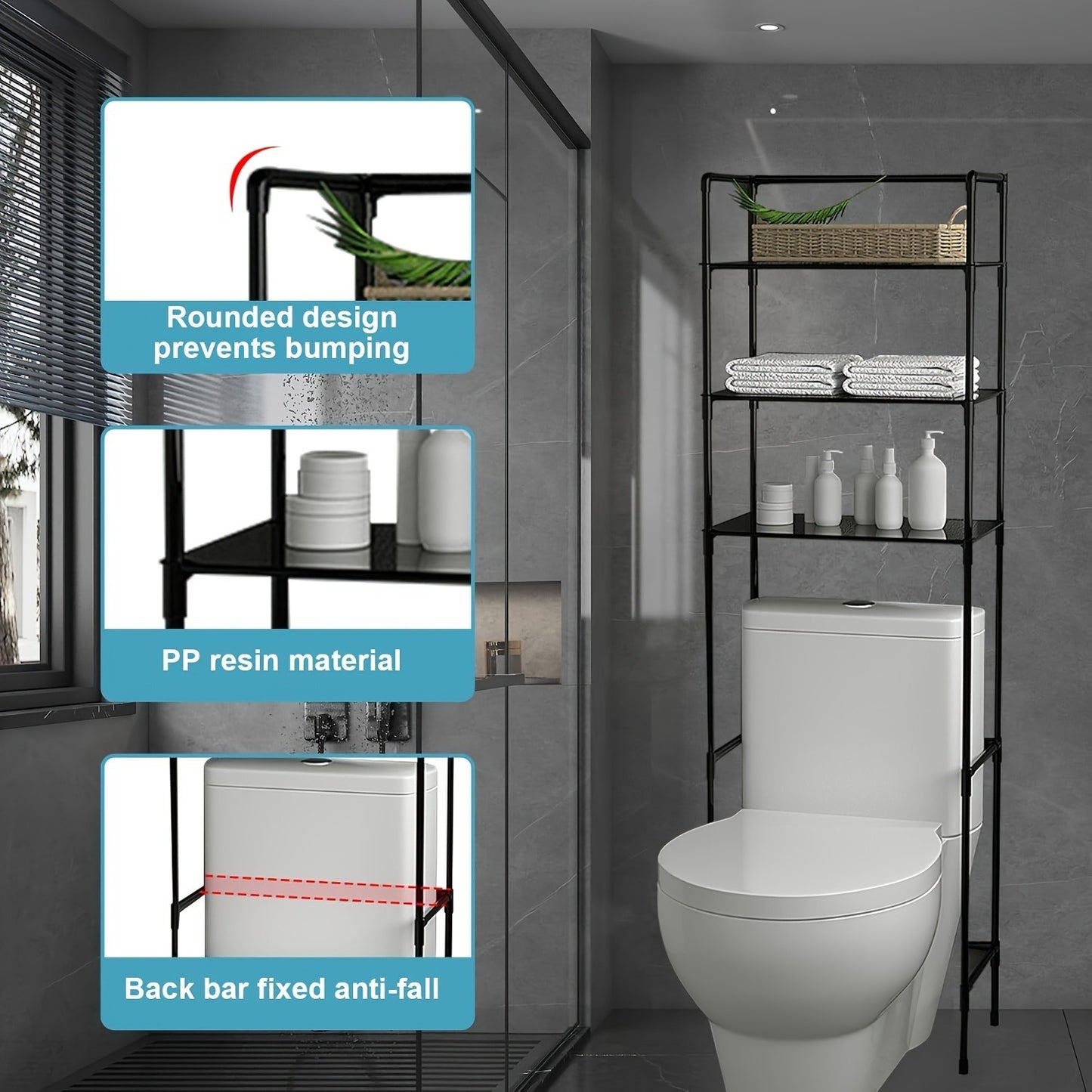 Iron 3-Tier Toilet Rack