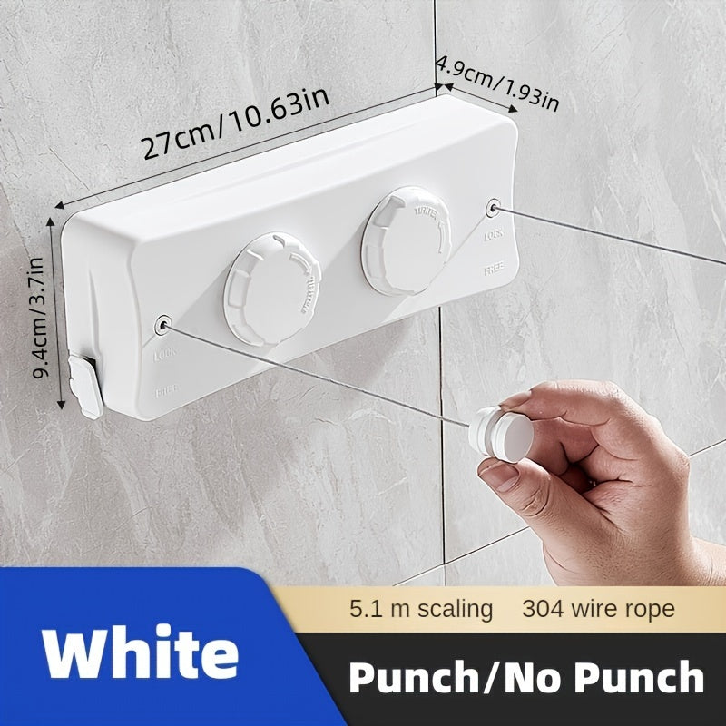 Heavy-Duty 5.1m Telescopic Clothesline – Stainless Steel, Dual-Line