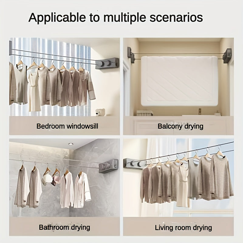 Heavy-Duty 5.1m Telescopic Clothesline – Stainless Steel, Dual-Line