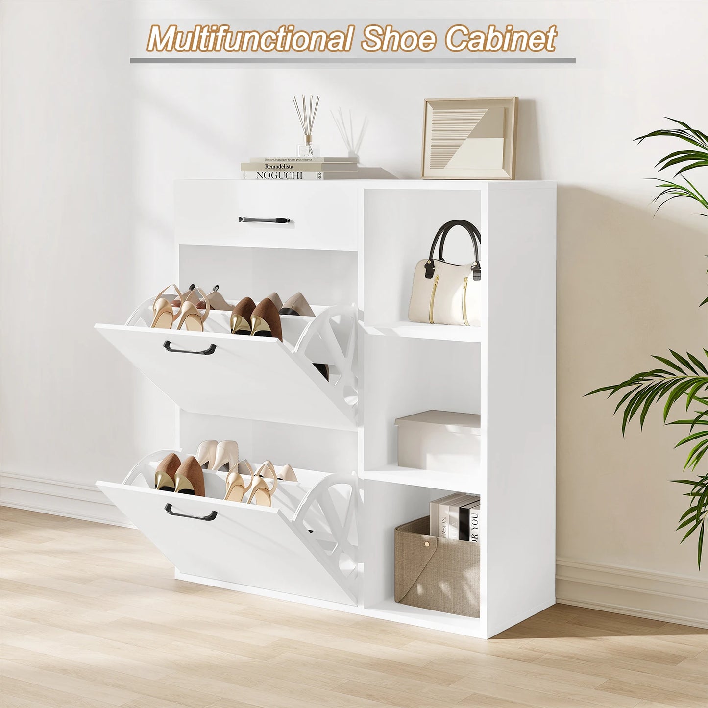 3-Tier Narrow Shoe Rack with Drawer