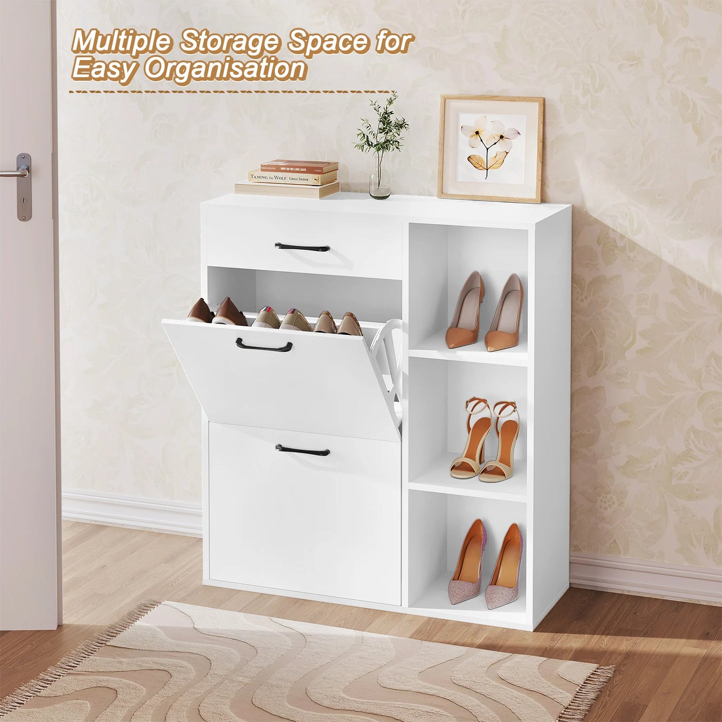 3-Tier Narrow Shoe Rack with Drawer