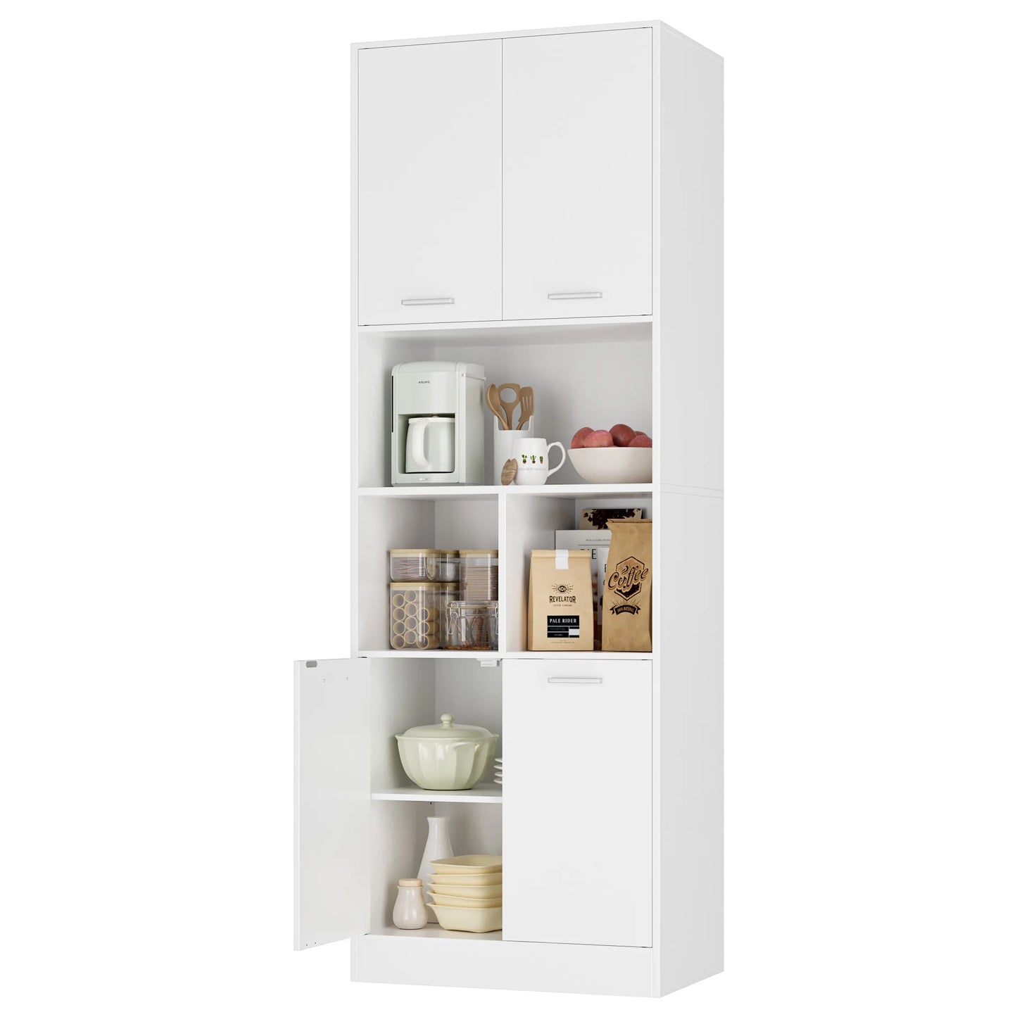 Getone 180.5cm Tall Storage Cabinet with Doors & Open Shelves