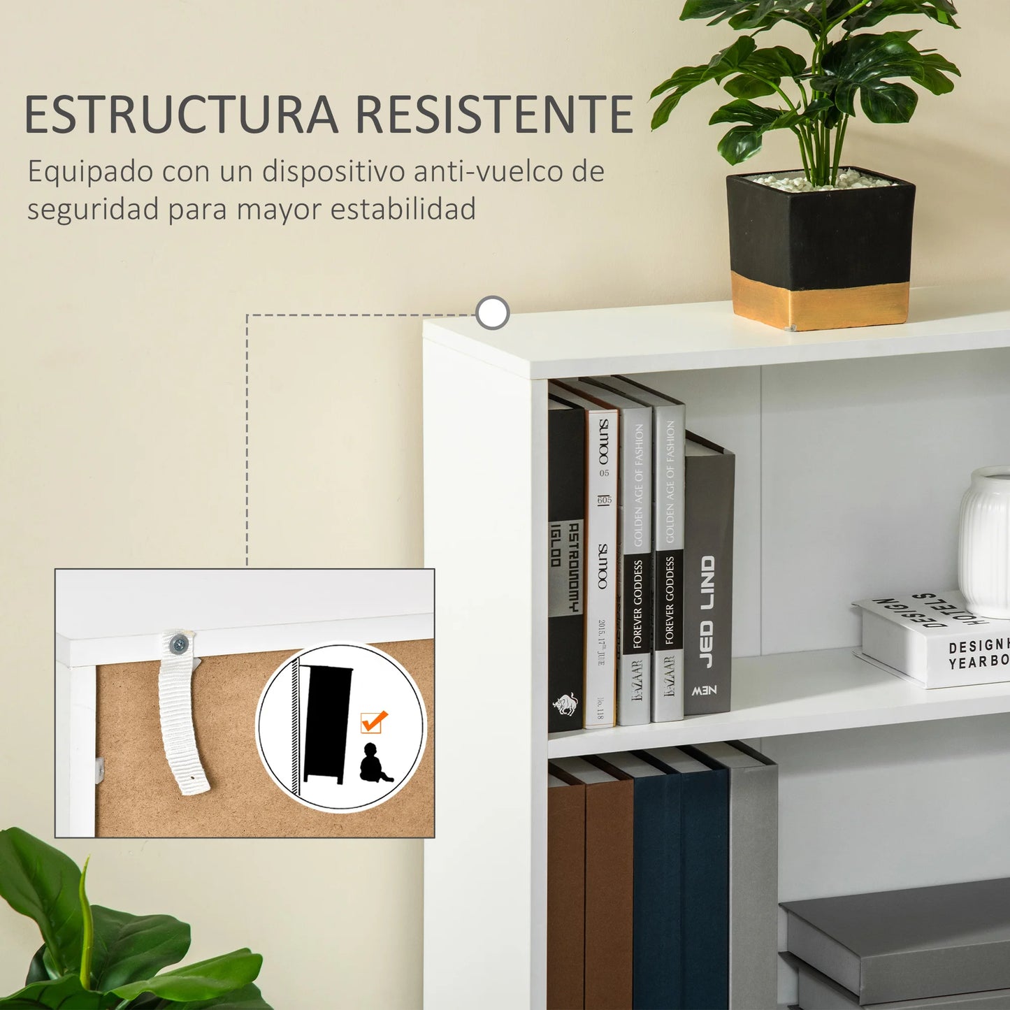 Modern Bookcase with 3 Compartments - Stylish Storage for Books & Décor