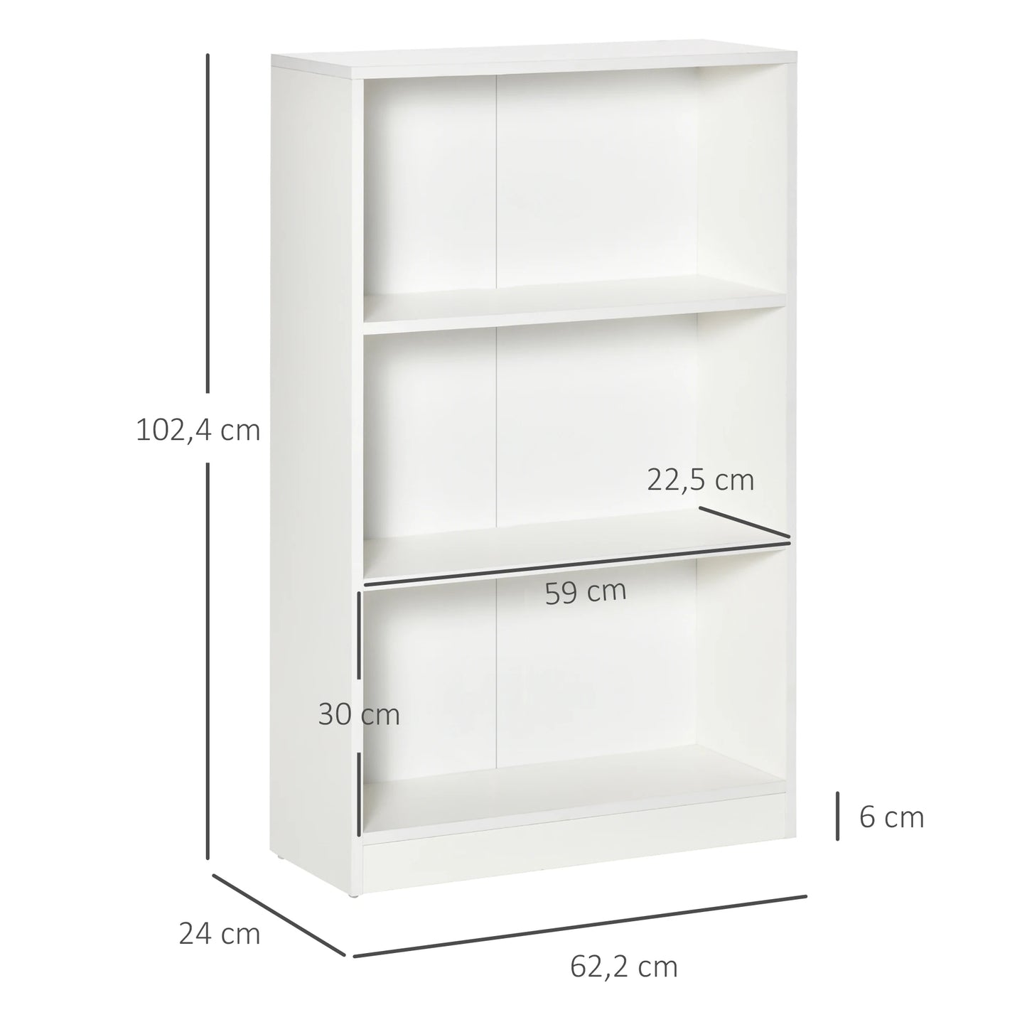 Modern Bookcase with 3 Compartments - Stylish Storage for Books & Décor