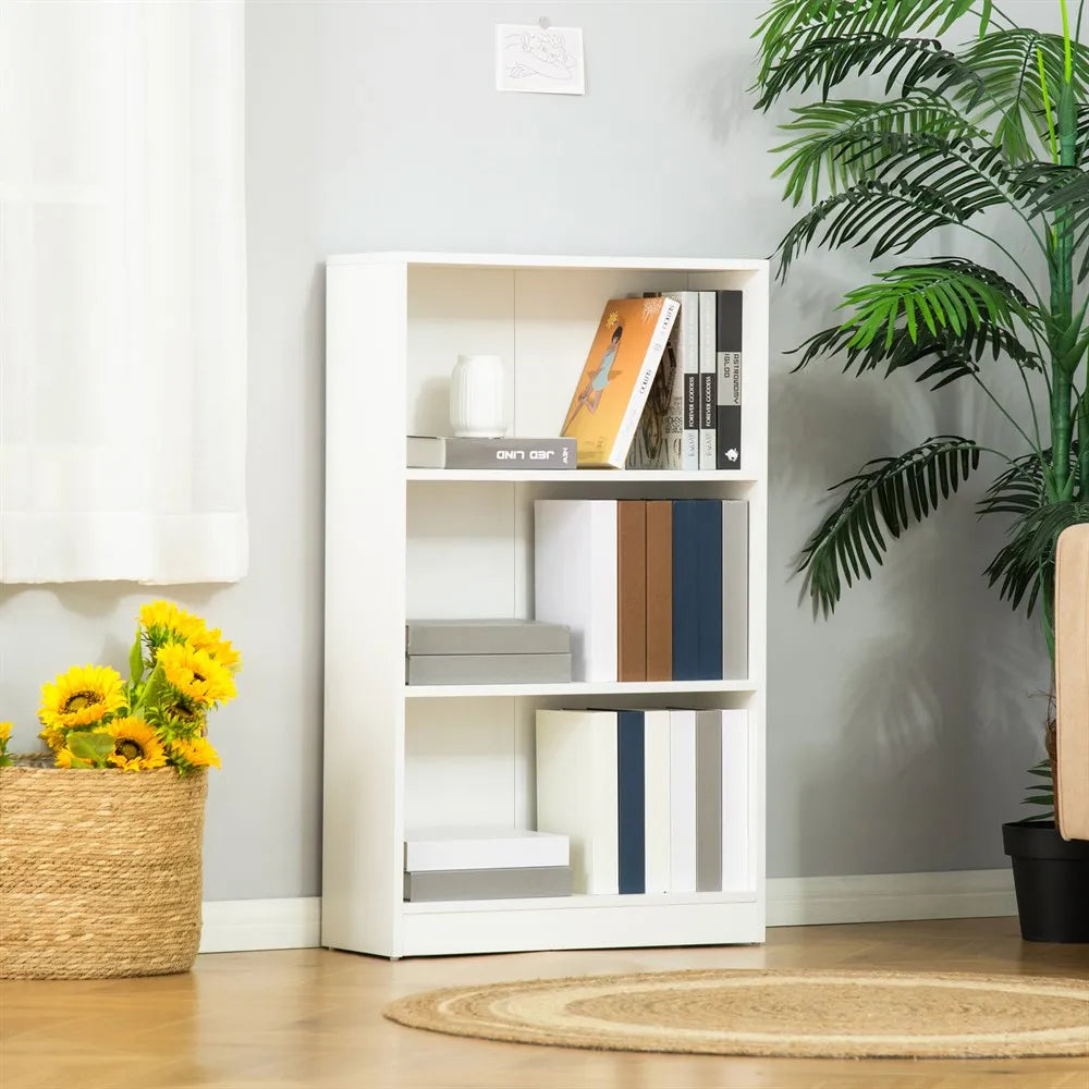 Modern Bookcase with 3 Compartments - Stylish Storage for Books & Décor