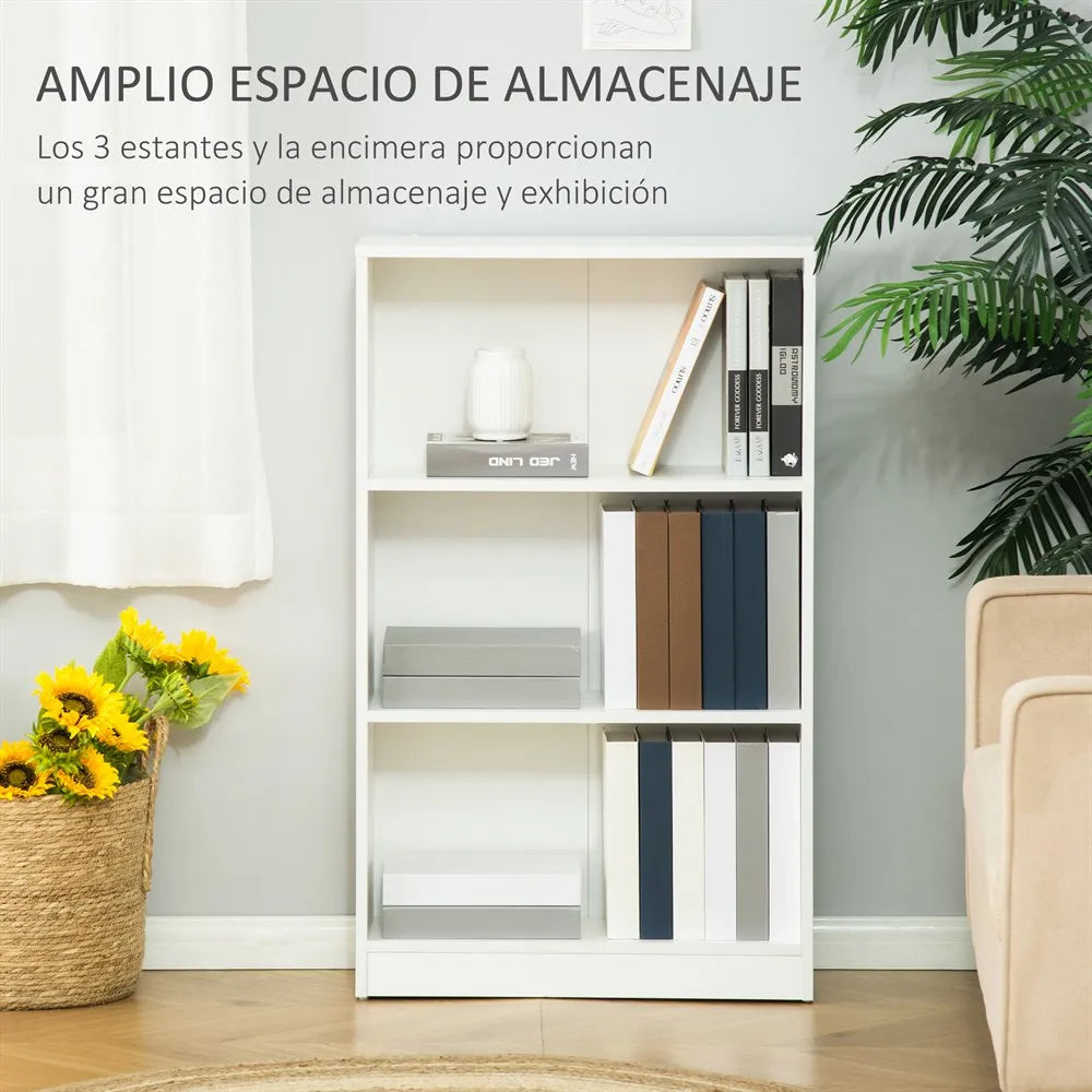 Modern Bookcase with 3 Compartments - Stylish Storage for Books & Décor