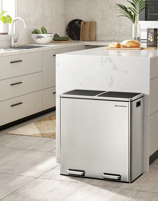 DualComp 2x30L Kitchen Trash Can with Waste Separation