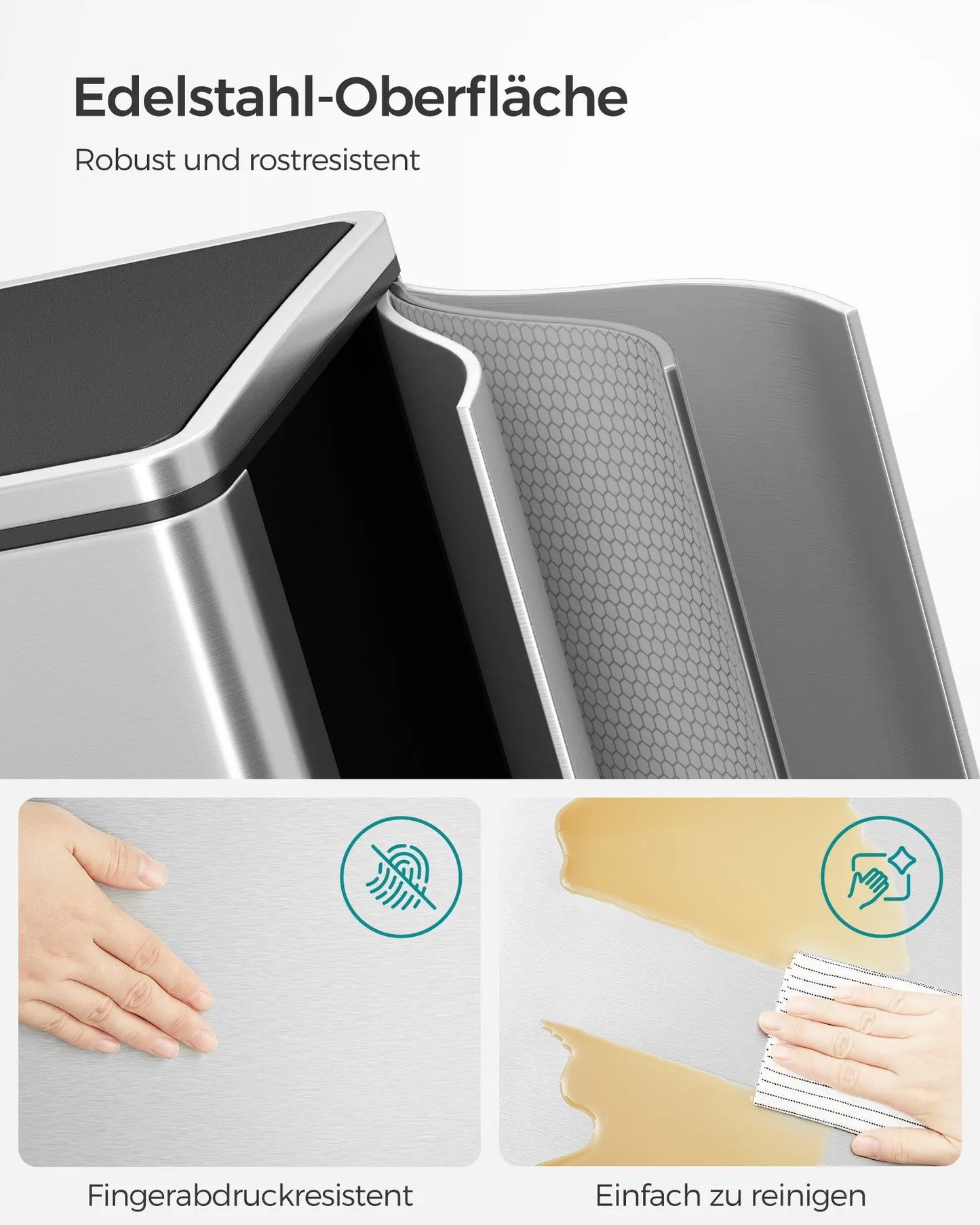 DualComp 2x30L Kitchen Trash Can with Waste Separation