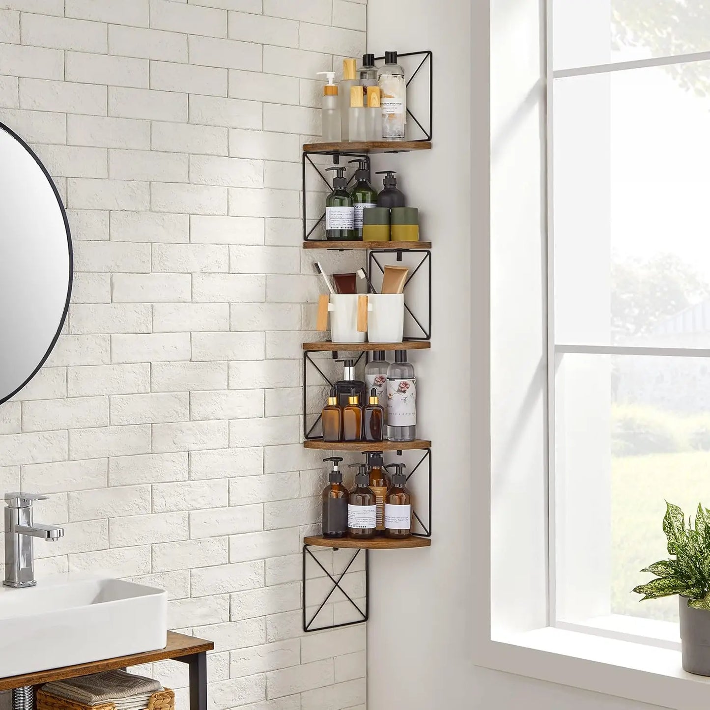Zigzag 5-Level Corner Shelf for Bedroom & Living Room