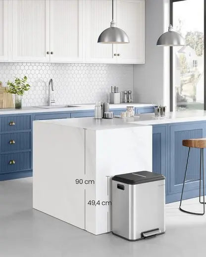 EcoSort 2x15L Kitchen Bin with Recycling & Waste Compartments