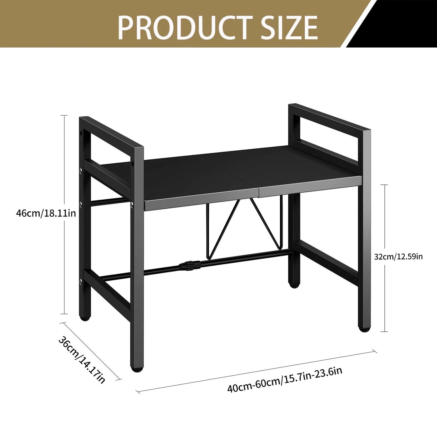 Expandable Microwave Shelf Organizer (42-64cm)