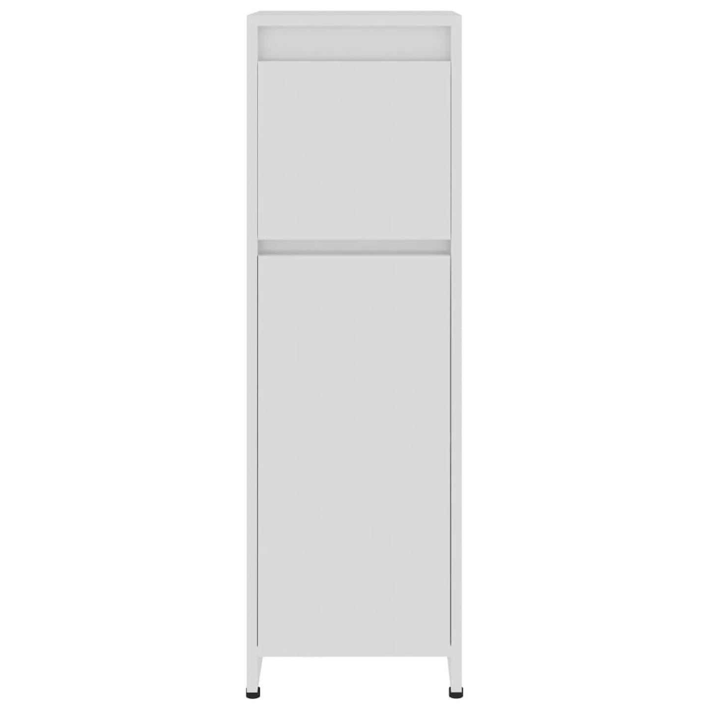 Slim Bathroom Cabinet with Doors - High Gloss White