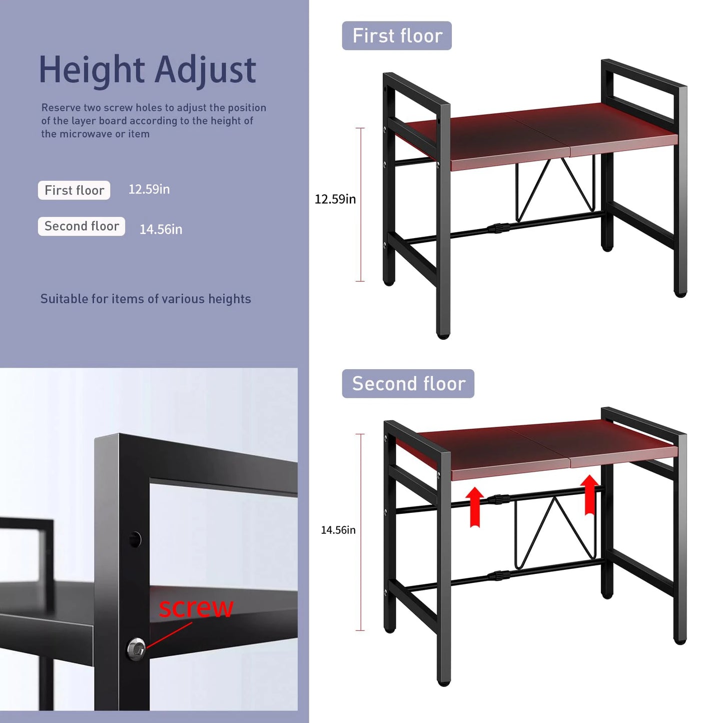 Expandable Microwave Shelf Organizer (42-64cm)