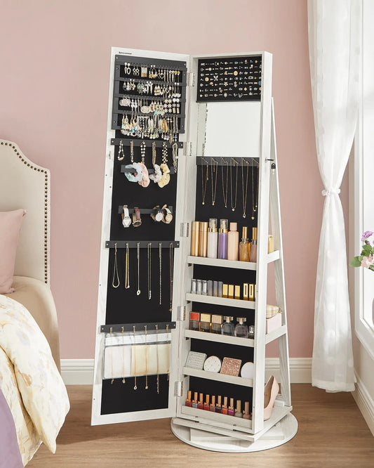 SpinLock 360° Rotatable Jewelry Cabinet with Full Mirror