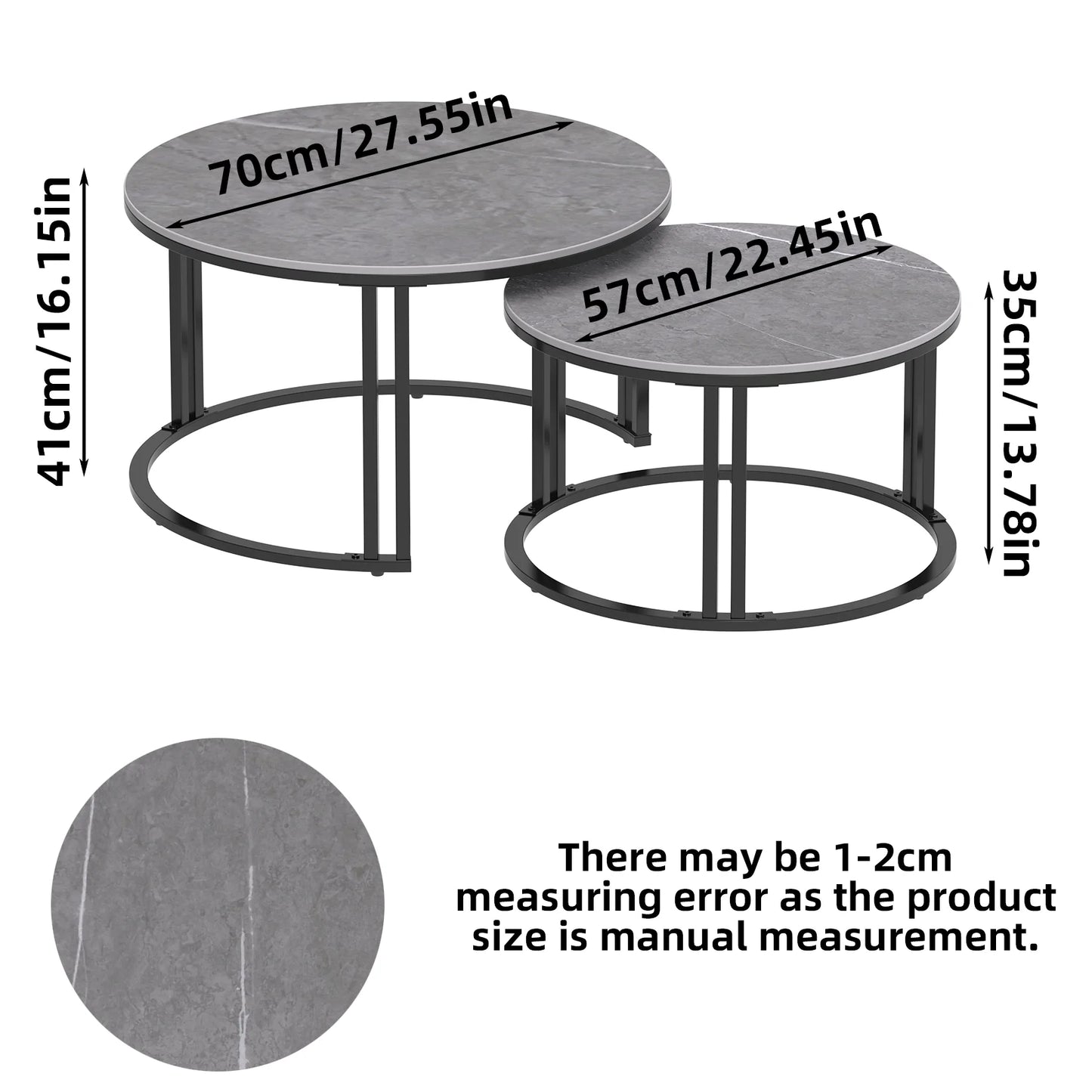 Coffee Table Set of 2 Nesting Accent