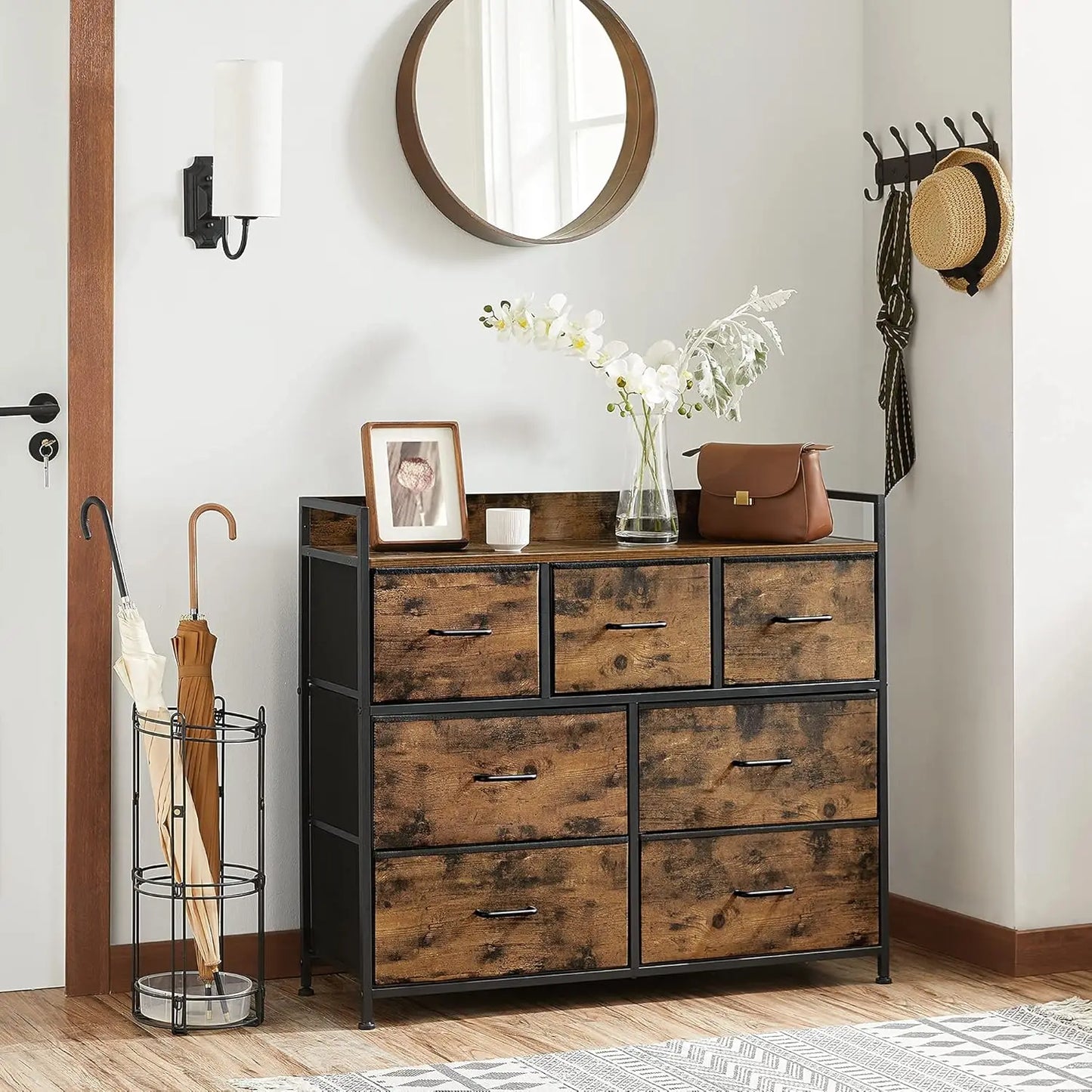 7-Drawer Industrial Metal Frame Dresser