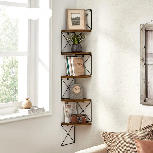 Zigzag 5-Level Corner Shelf for Bedroom & Living Room
