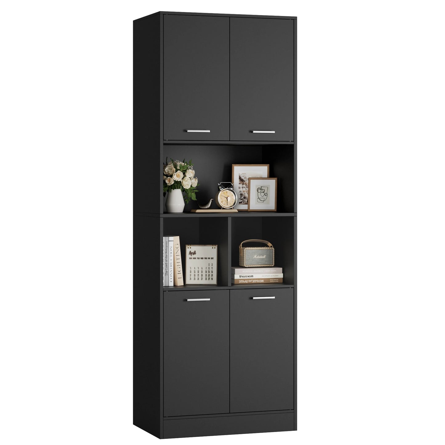 Getone 180.5cm Tall Storage Cabinet with Doors & Open Shelves