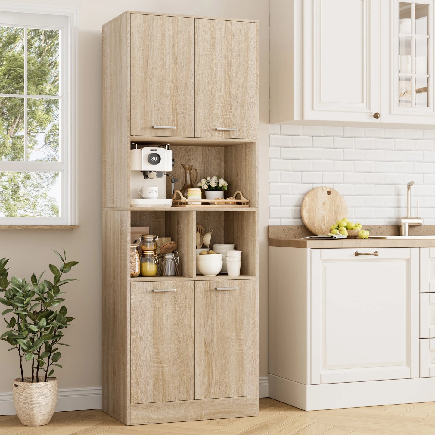 Getone 180.5cm Tall Storage Cabinet with Doors & Open Shelves