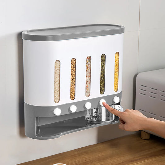 Wall-Mounted 5-Grid Cereal Dispenser