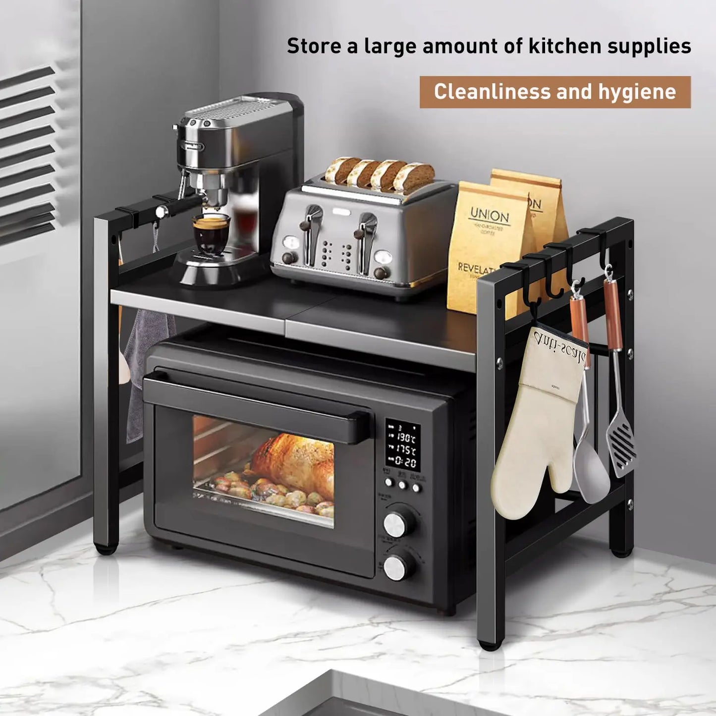 Expandable Microwave Shelf Organizer (42-64cm)