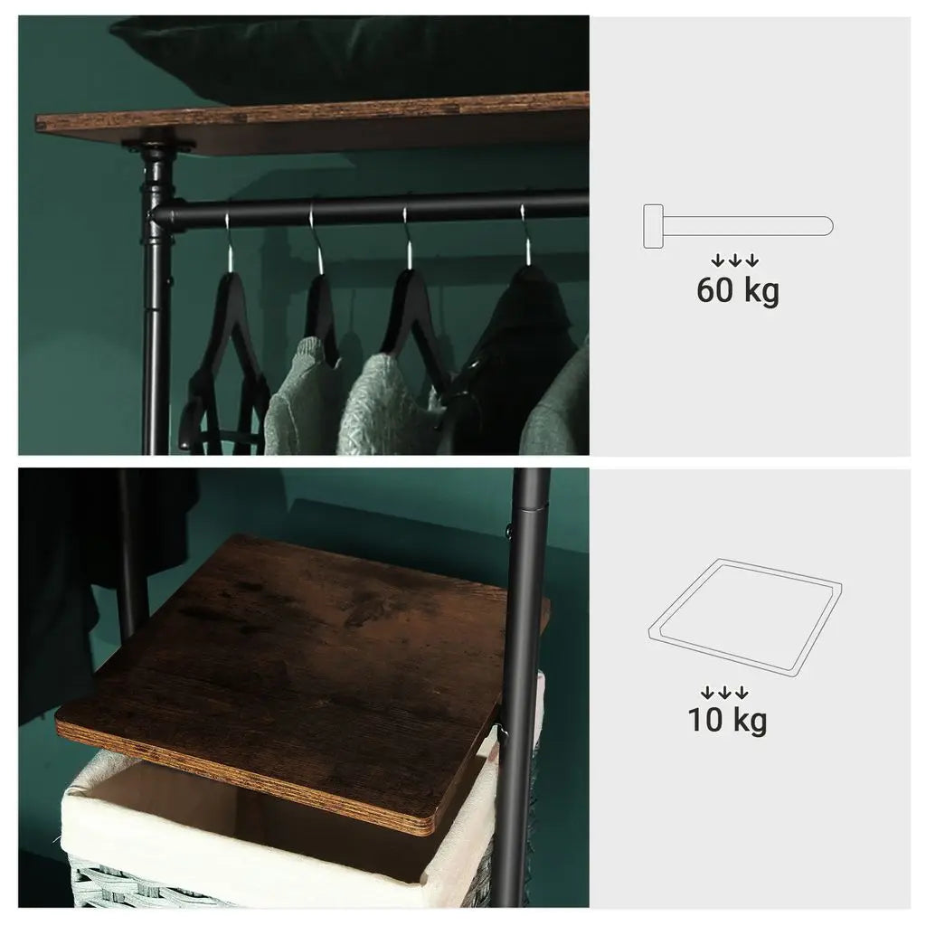 Dress Stand with Coat Rack and 5 Shelves