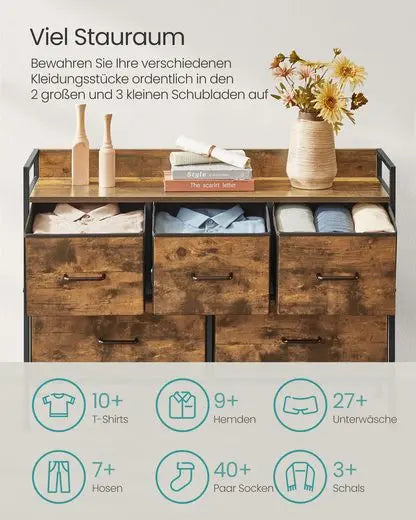 5-Drawer Fabric Dresser for Bedroom Storage