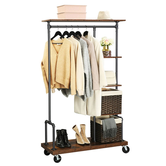 Dress Stand with Coat Rack and 5 Shelves