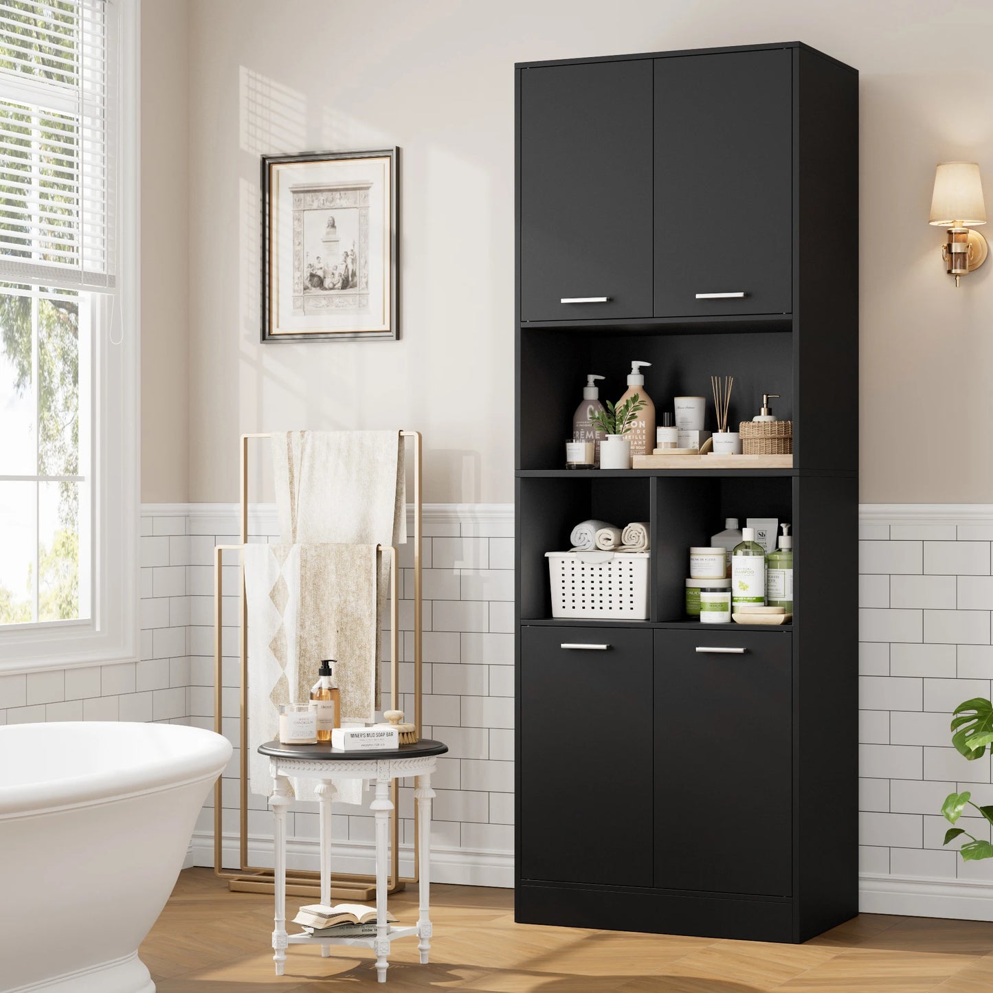 Getone 180.5cm Tall Storage Cabinet with Doors & Open Shelves