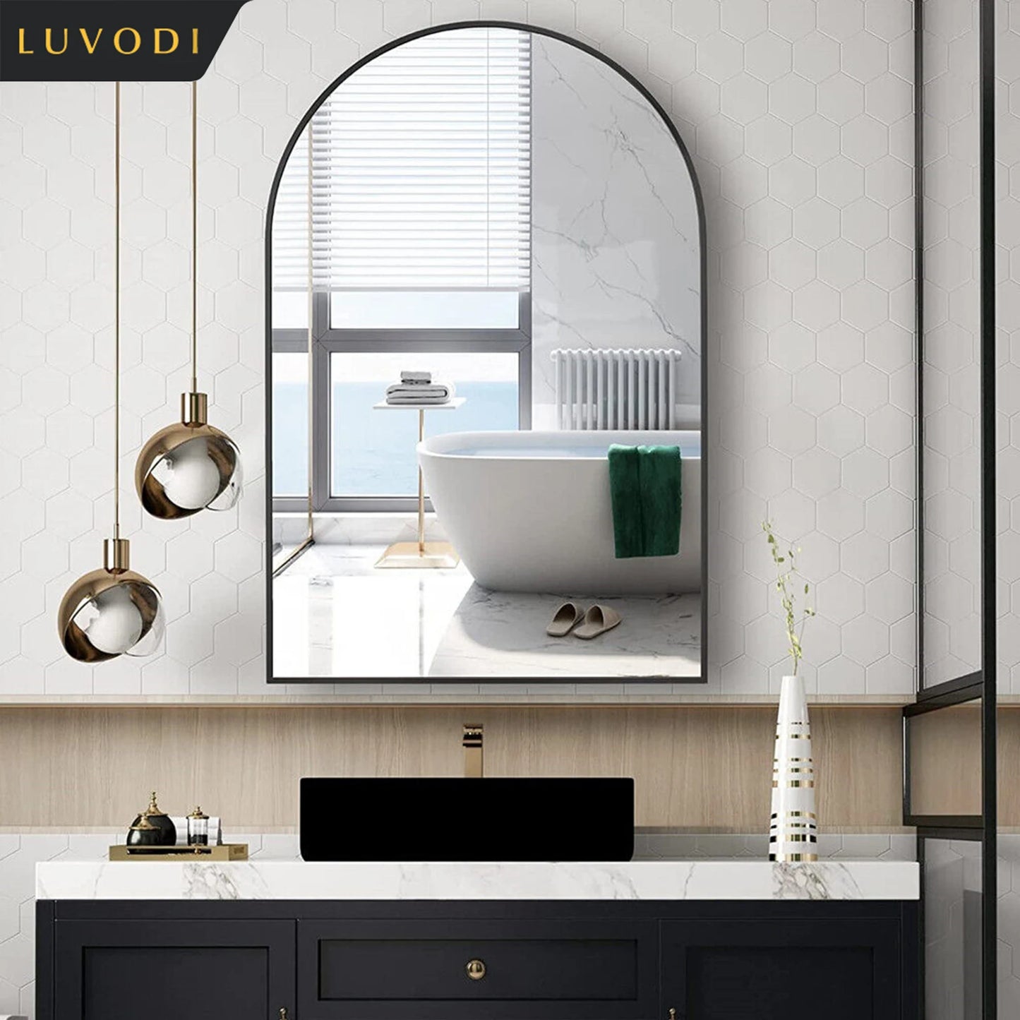 Black Arched Decorative Mirror