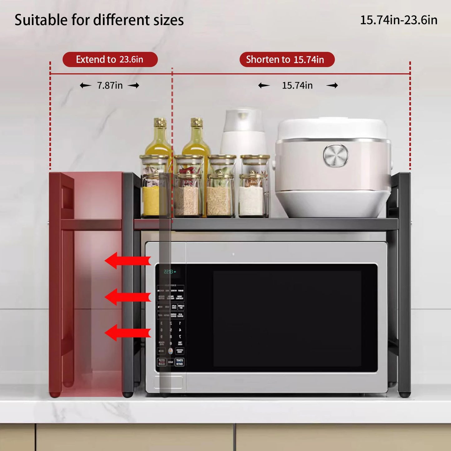 Expandable Microwave Shelf Organizer (42-64cm)