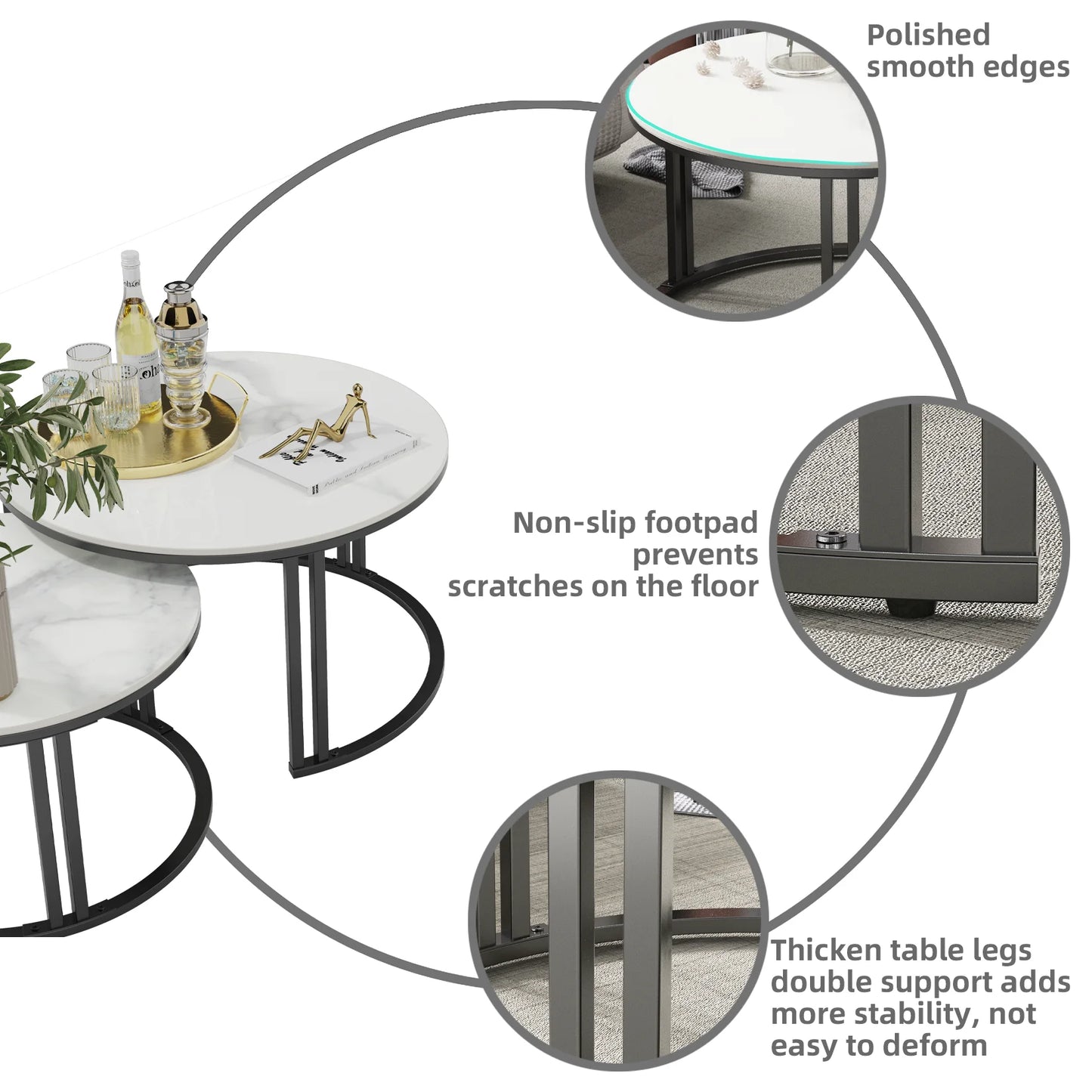 Coffee Table Set of 2 Nesting Accent