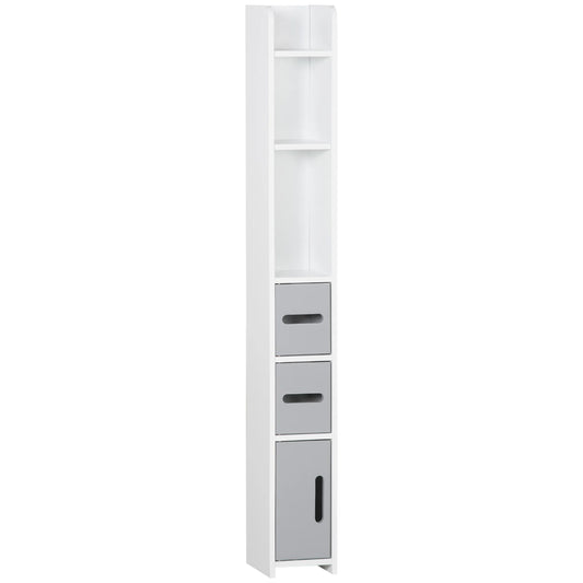 High bathroom cabinet with 3 doors and 3 shelves 15x17x120 cm Gray