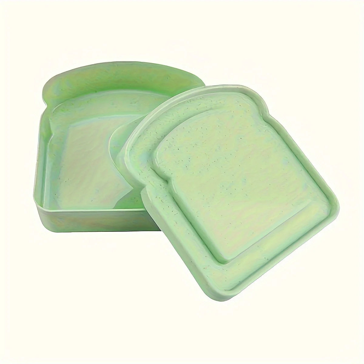 1/4 sandwich container, toast-shaped plastic lunch box, reusable for work or student meals.
