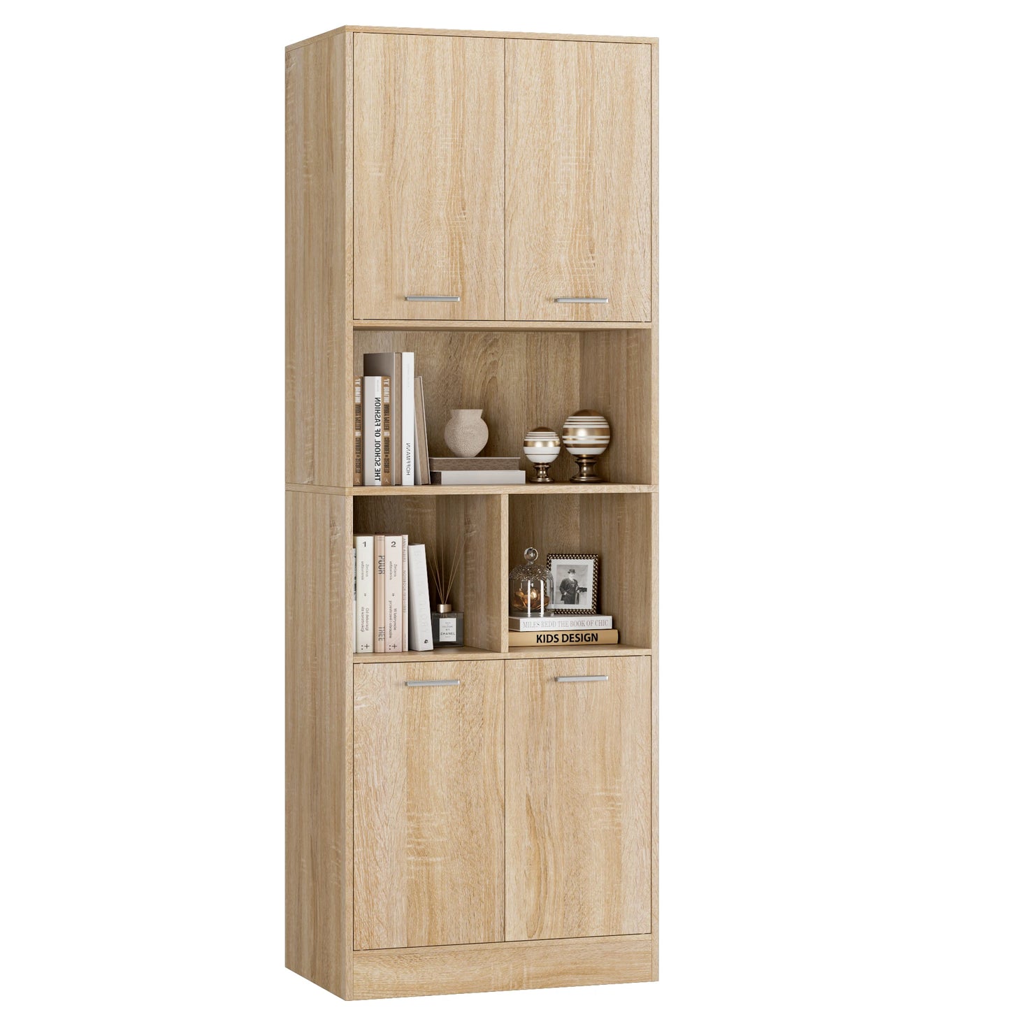 Getone 180.5cm Tall Storage Cabinet with Doors & Open Shelves