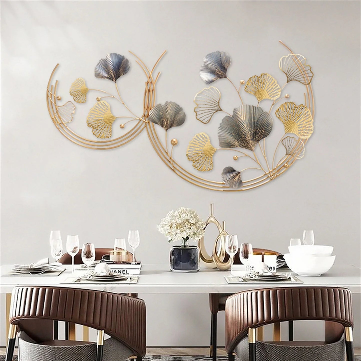 Modern Ginkgo Leaves Metal Wall Art