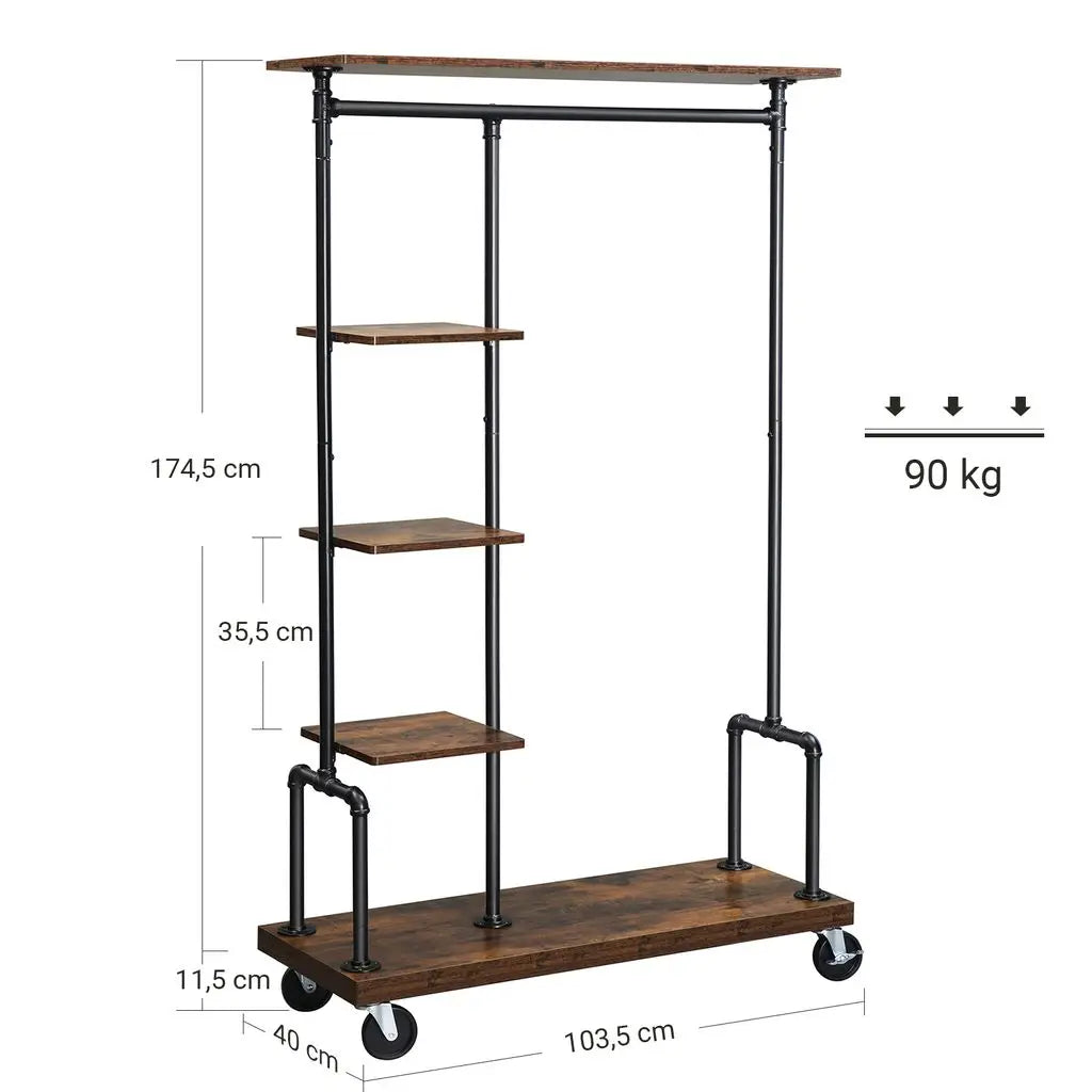 Dress Stand with Coat Rack and 5 Shelves