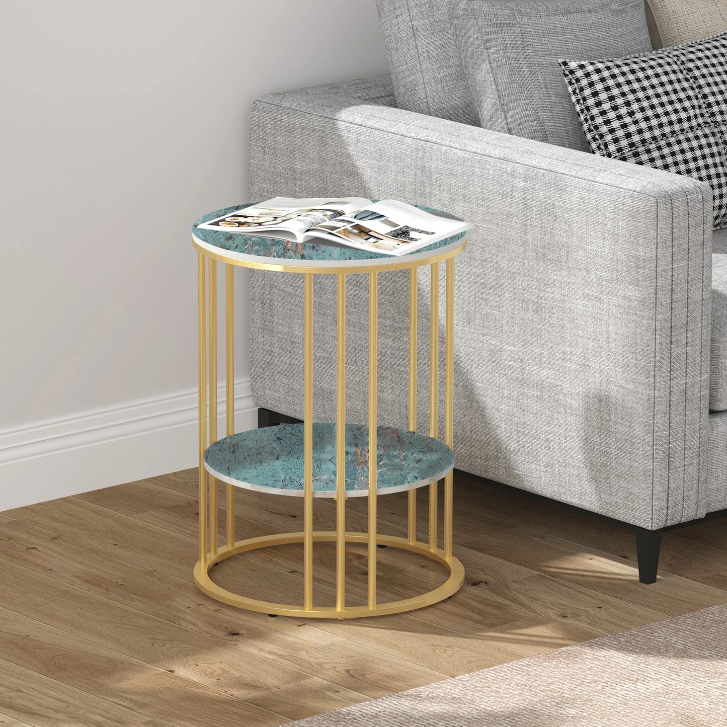 Round Marble Coffee Table Sofa Side