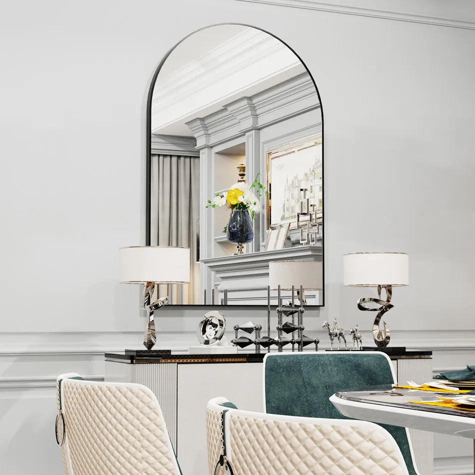 Black Arched Decorative Mirror