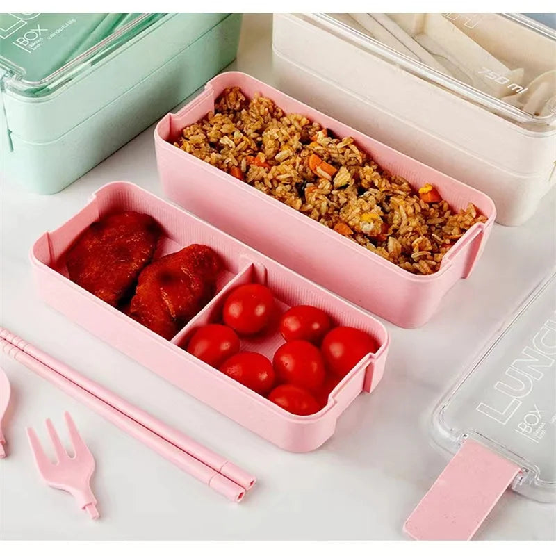 Leakproof kids bento box, cute design, microwave and dishwasher safe with chopsticks.