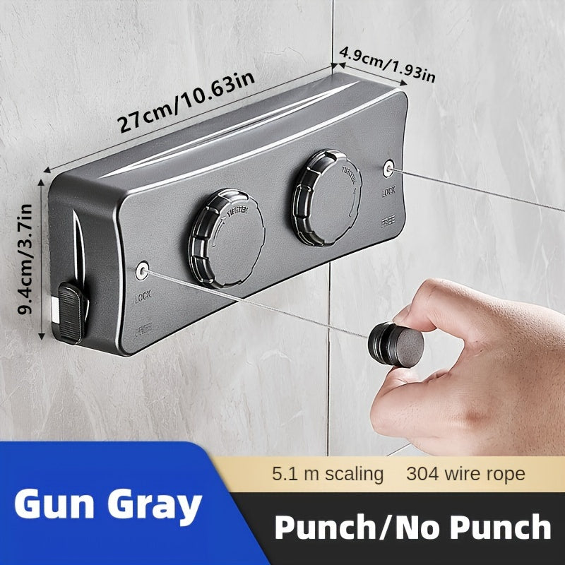 Heavy-Duty 5.1m Telescopic Clothesline – Stainless Steel, Dual-Line