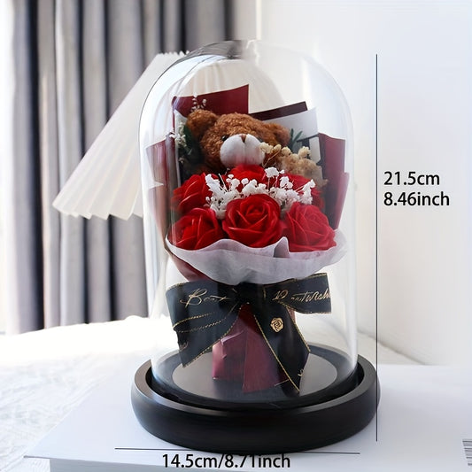 Elegant Glass Dome with Lifelike Roses – Perfect Gift for Any Occasion