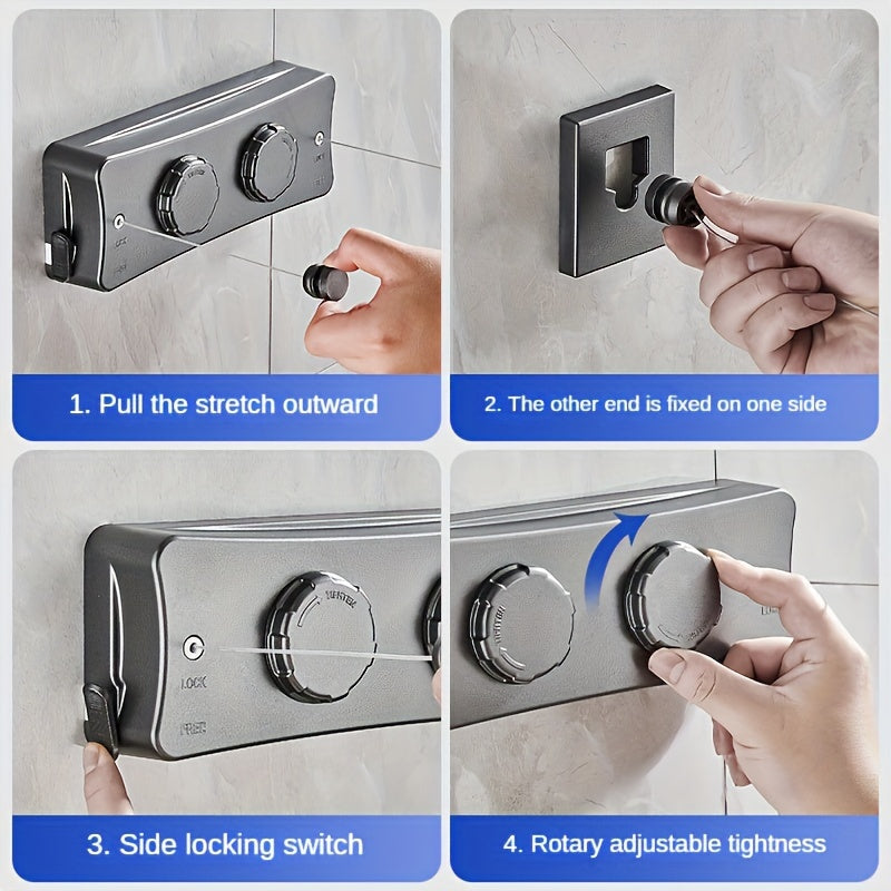 Heavy-Duty 5.1m Telescopic Clothesline – Stainless Steel, Dual-Line