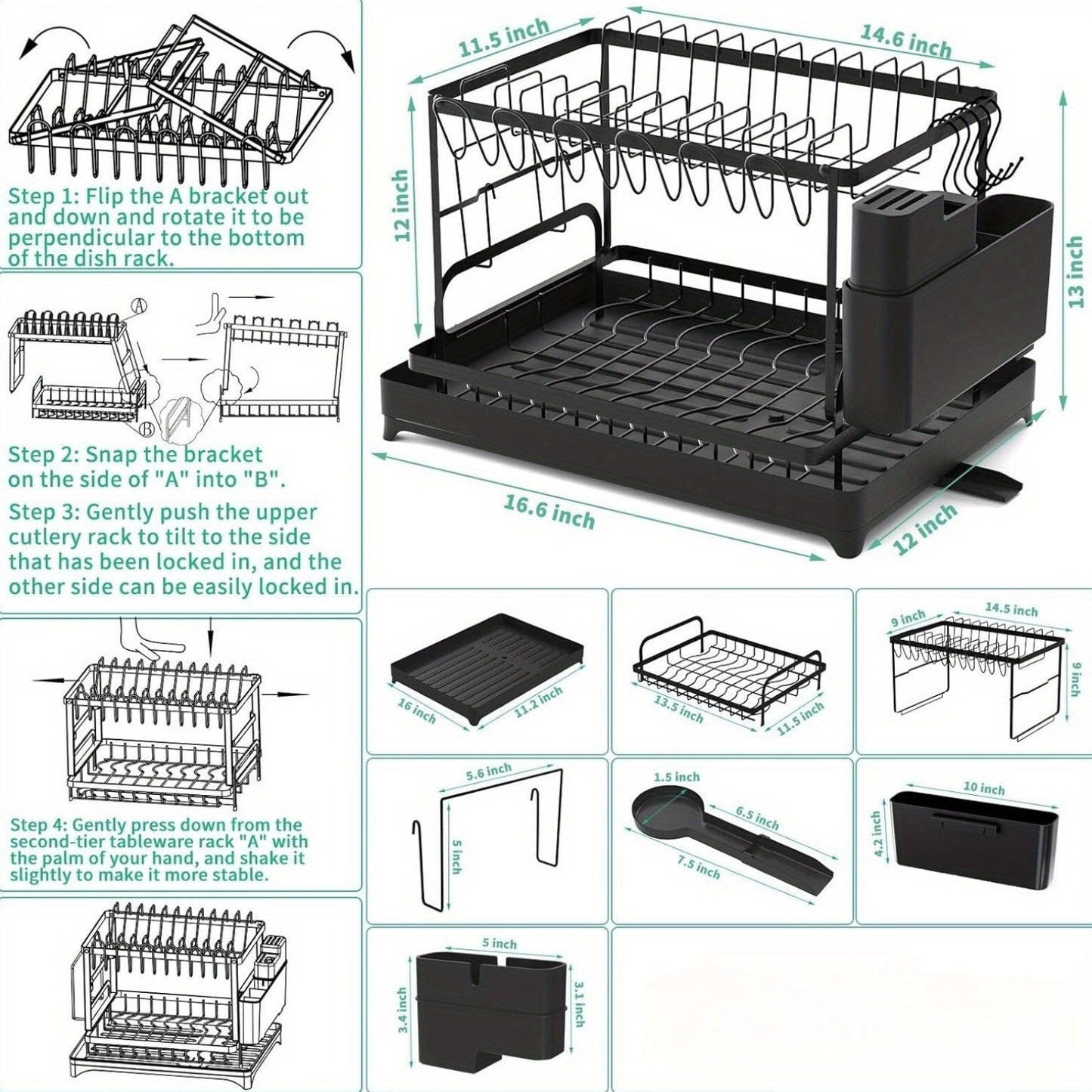 SteelFlow 2-Tier Dish Rack